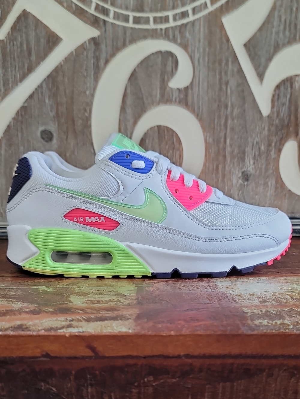 🔥 Air Max 90 "White Indigo Burst Volt" Wmns 6.5 Good Condition. Fast Shipping - Picture 2 of 16